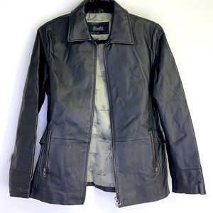 Excelled Collection Womens M Lether Black Zip Pockets Lexus Logo Lining Jacket